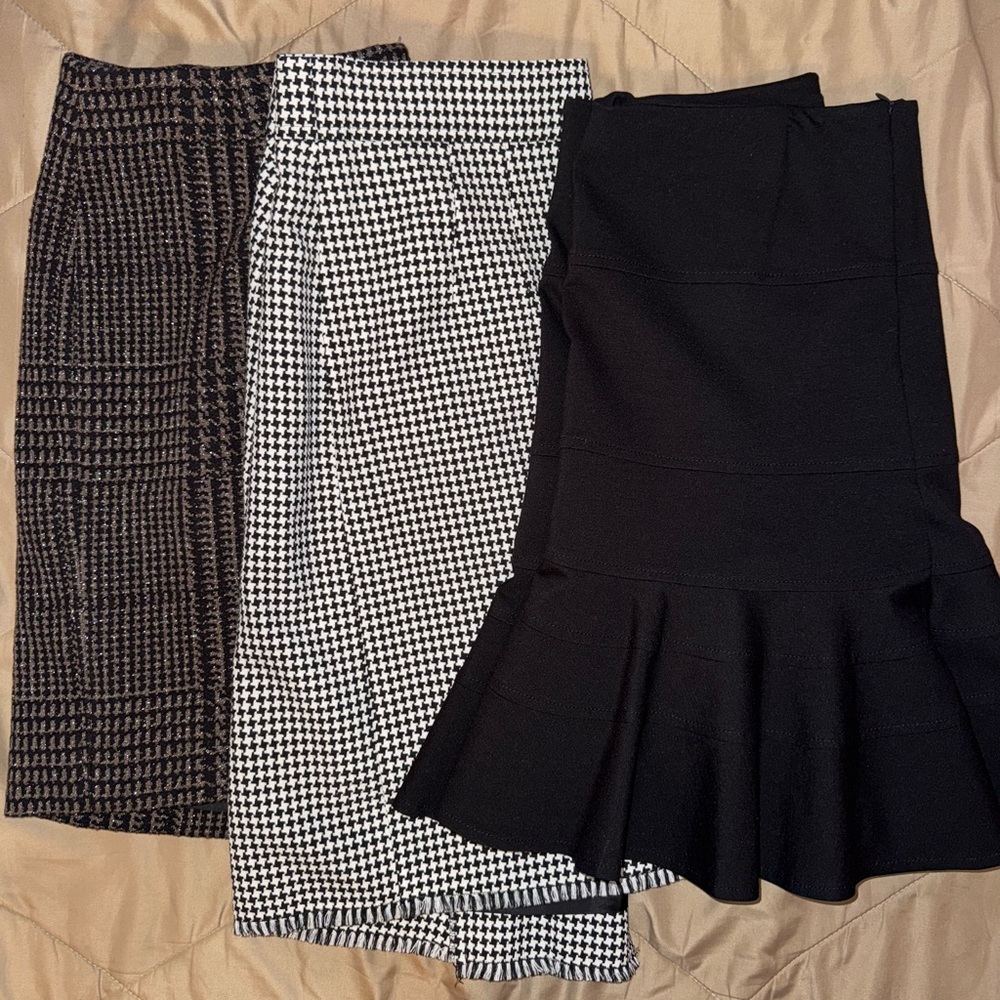 Akris Punto Black, White & Brown Pencil Skirts Trio